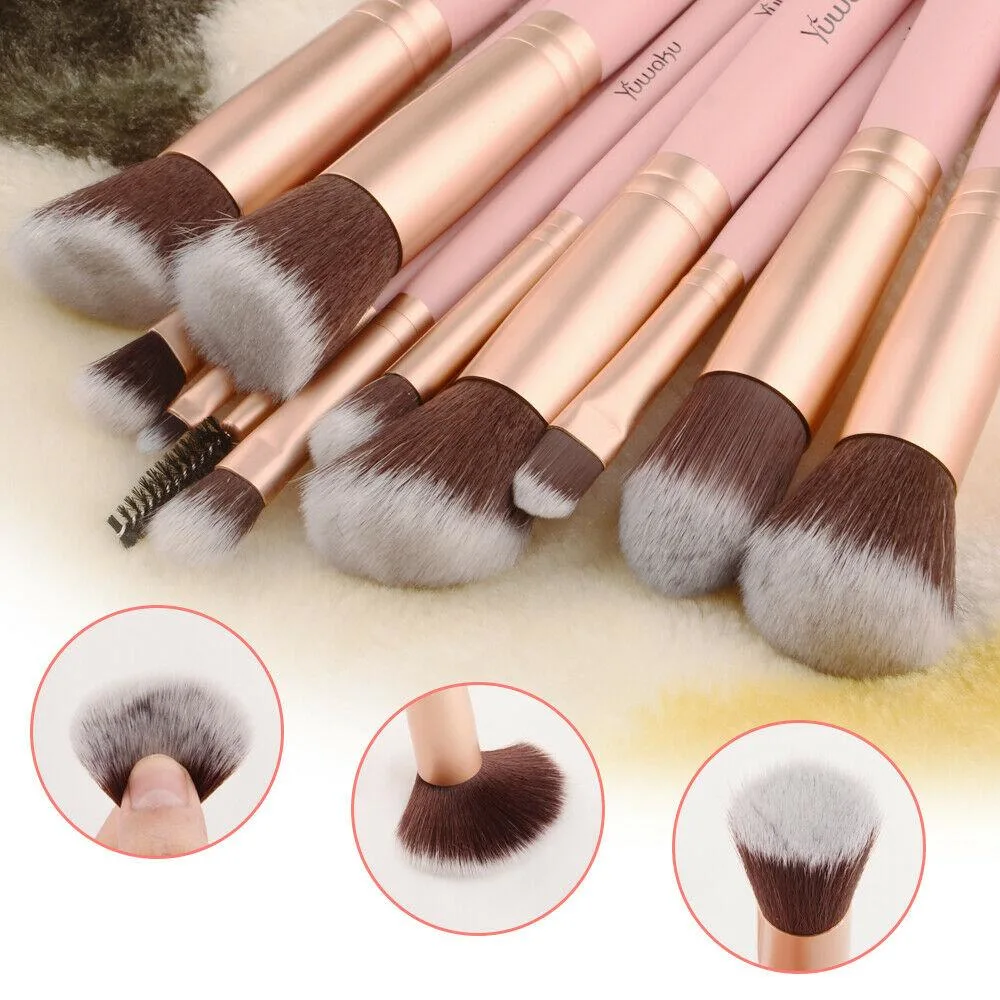 Pink Rose Pro Makeup Brush Set